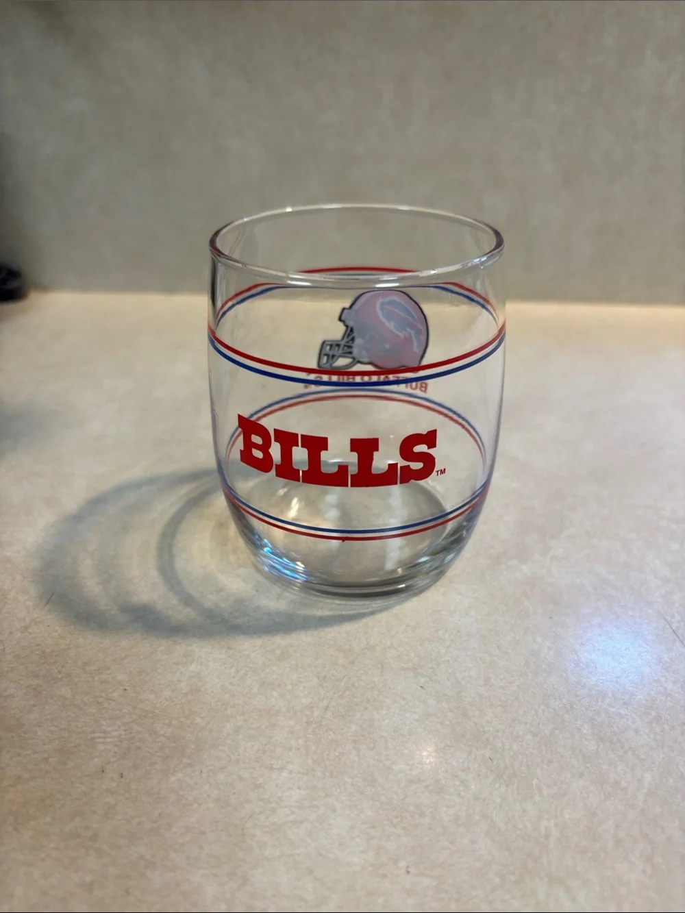 NFL Buffalo Bills Clear Glass Tumbler with Red and Blue Helmet Logo